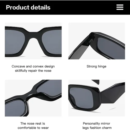 Vista 5 de Verfimaci Gafas de sol rectangulares de moda para mujeres y hombres gafas de sol cuadradas