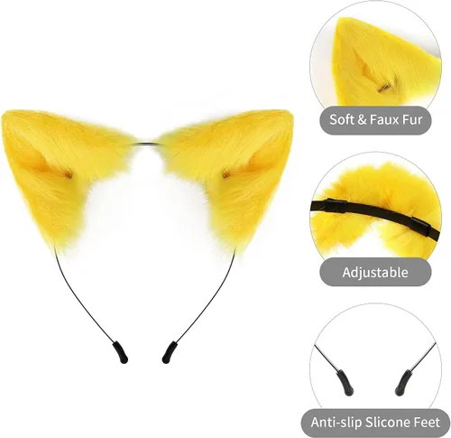 Vista 3 de SMILETERNITY Accesorio de disfraz hecho a mano con orejas de gato, para Halloween, Navidad, cosplay, fiesta