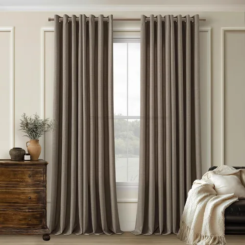 Vista 67 de Cortinas de avena con ojales DUKIYO de 96 pulgadas de largo para sala de estar, comedor, juego de 2 paneles, cortinas de arena y beige