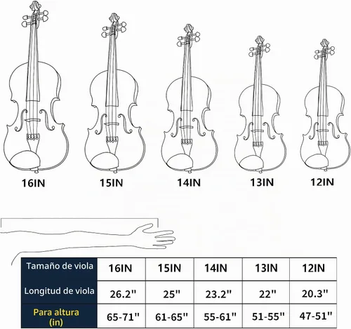 Vista 8 de Mendini by Cecilio Juego de viola de madera maciza de 12 pulgadas para principiantes, kit de viola acústica tallada a mano con estuche rígido, arco