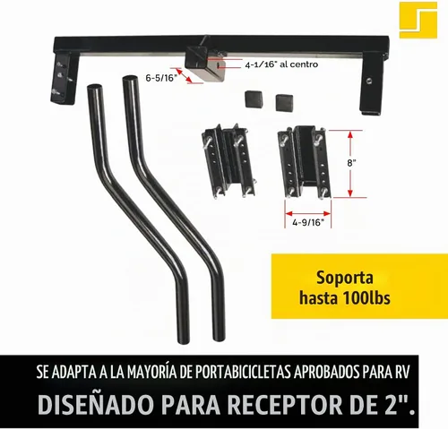 Vista 5 de Stromberg Carlson CC-275 Litera de Carga para Bicicleta de Lengüeta de Remolque - Soporte Ajustable de Lengüeta de Remolque para RVs, Soporta Hasta