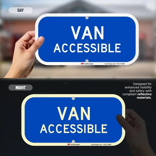 Vista 3 de SmartSign Letrero "Van Accessible" Aluminio reflectante de grado de ingeniero 3M de 6 x 12 pulgadas