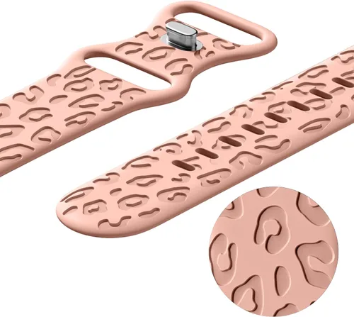 Vista 6 de Paquete de 2 correas con grabado de leopardo compatibles con Apple Watch de 1.614 in 1.575 in 1.496 in 1.929 in 1.811 in 1.772 in 1.732 in 1.654 in