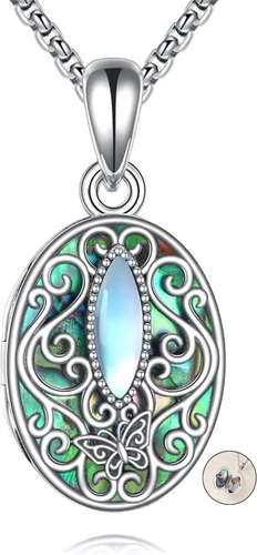 Vista 14 de ONEFINITY Collar con medallón de árbol de la vida, collar de plata de ley que sostiene fotos, colgante de medallón del árbol de la vida