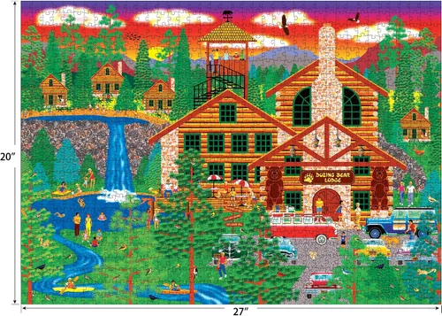 Vista 5 de RoseArt - Home Country - Dozing Bear Lodge - Rompecabezas de 1000 piezas para adultos