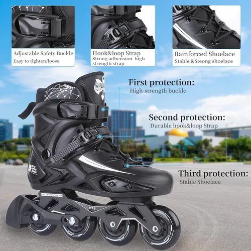 Vista 2 de Patines en línea de fitness, 4 ruedas para exteriores, patines de carreras de velocidad para hombres, mujeres y adultos