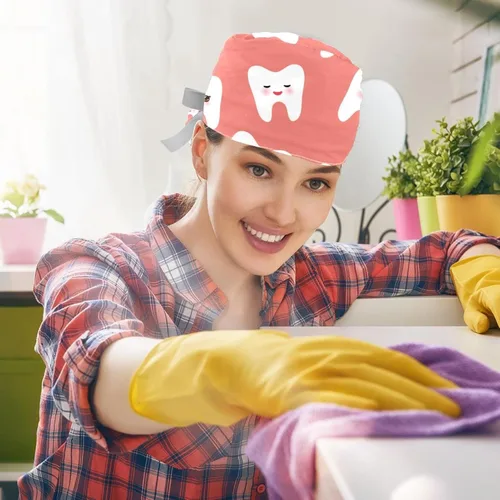 Vista 5 de Rosas - Gorra de trabajo ajustable sin costuras con botones y lazo elástico para mujer