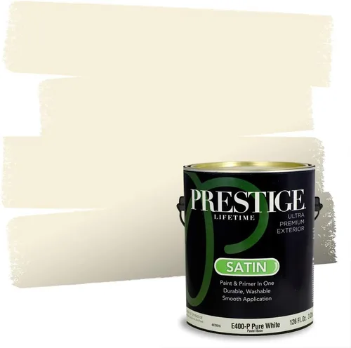Vista 217 de PRESTIGE Pinturas de pintura exterior e imprimación en uno, 1 galón, plano, combinación comparable de Benjamin Moore* Manzanilla*