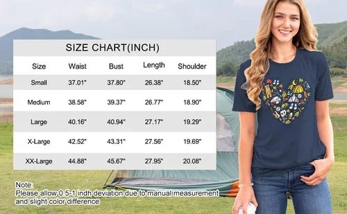 Vista 6 de FASHGL Camiseta de senderismo para mujer, divertida camiseta gráfica de montaña, linda camiseta de regalo para cámper, camisas casuales de vacaciones