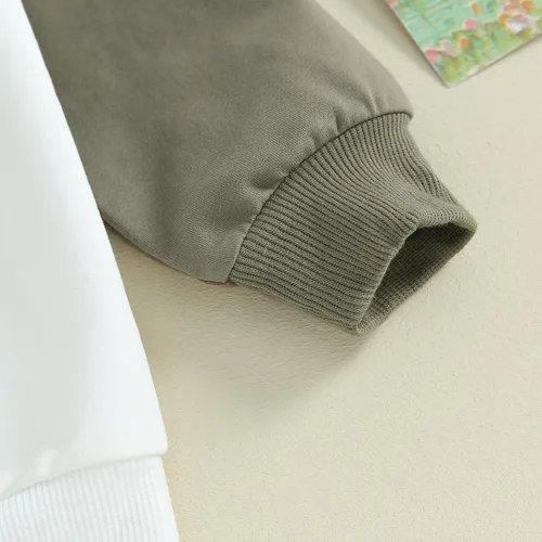Vista 4 de Conjunto de 2 piezas de ropa de manga larga con cuello redondo y estampado de cuadros de ajedrez para niño pequeño