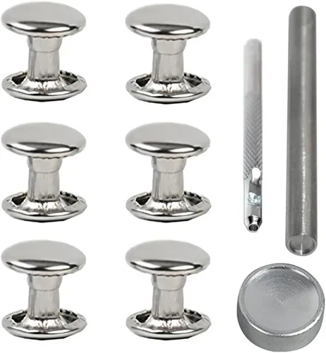 Vista 11 de 300 juegos de remaches de cuero, remaches de doble tapa, tachuelas tubulares de metal, reparaciones, decoración, accesorios de manualidades