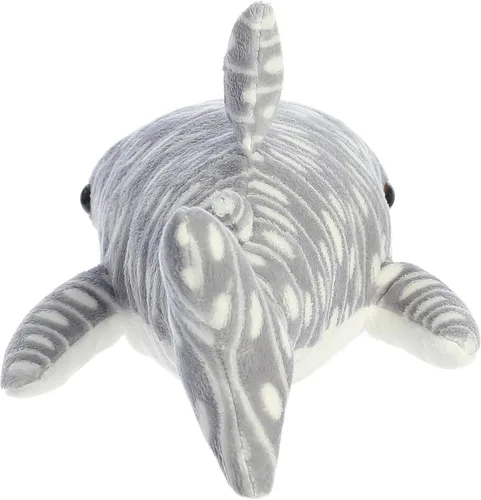 Vista 4 de Aurora® Adorable Flopsie™ - Animal de peluche de tiburón ballena, facilidad juguetona, compañeros atemporales, color gris, 12 pulgadas