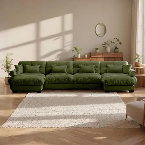 Vista 135 de Sofá Seccional Modular Extragrande de 93.7 pulgadas, Sofá de Dos Plazas Cloud Couch con Almohadas y Cojín Extra Grueso para Sala de Estar, Cine