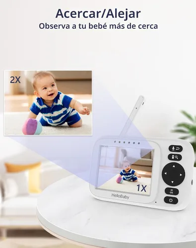 Vista 6 de HelloBaby Monitor sin WiFi Video Baby Monitor con cámara y audio - Pantalla de 3.2 pulgadas, conversación de 2 vías, visión nocturna, 8 canciones