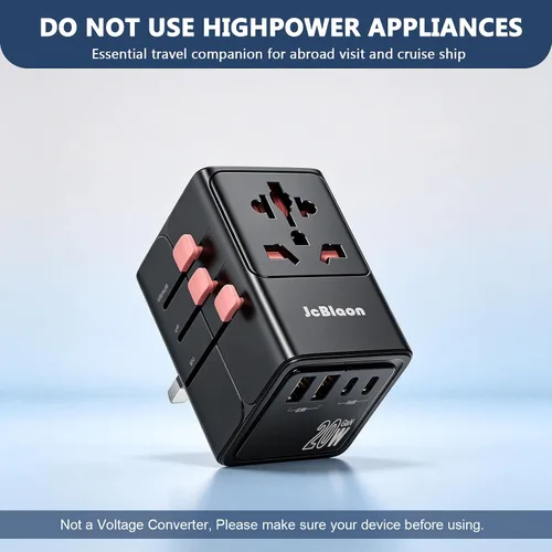 Vista 6 de JcBlaon Adaptador de viaje universal, adaptador de enchufe internacional 20 W