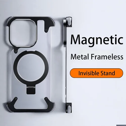 Vista 3 de Losin Soporte magnético para iPhone 15 Pro Max de metal sin marco [compatible con MagSafe] [protección contra caídas] Funda delgada a prueba