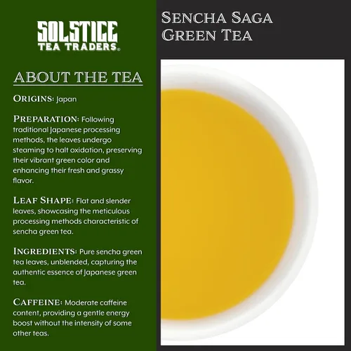 Vista 4 de Hojas sueltas té verde a granel Solstice Tea Traders, varios sabores en bolsa