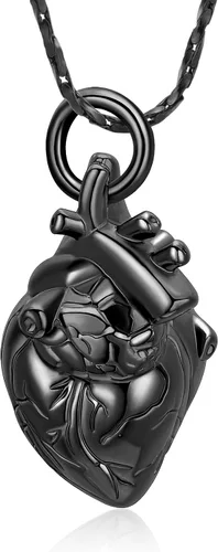 Vista 21 de Imrsanl Collar con colgante de joyería de cremación para cenizas – Collar anatómico de urna de corazón para cenizas – Medallones conmemorativos
