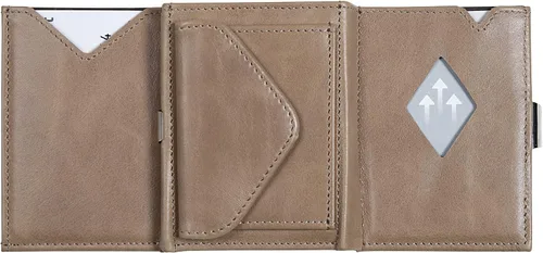 Vista 4 de Multiwallet con protección RFID con tarjetero con cierre a presión, Camello, Billetera triple