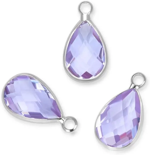 Vista 19 de Adabele Colgante de piedra natal de grado A, gota de 0.433 in, 0.551 in y 0.630 in, chapado en plata de ley para aretes personalizados, pulseras