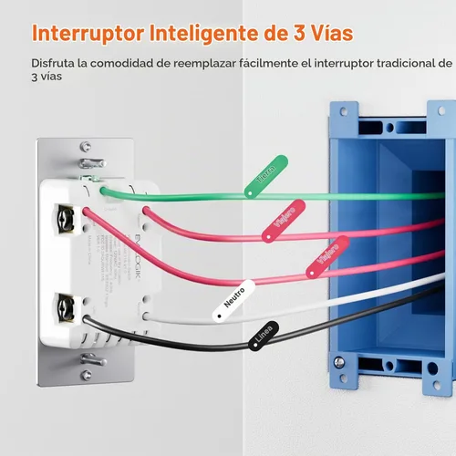 Vista 7 de EVA LOGIK Interruptor de luz inteligente con atenuación WiFi, un solo polo