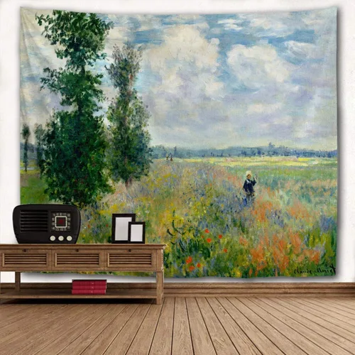 Vista 5 de WIHVE - Tapiz para colgar en la pared, de diseño floral bohemio, hippie, psicodélico, étnico, decorativo, de tela para dormitorio, decoración