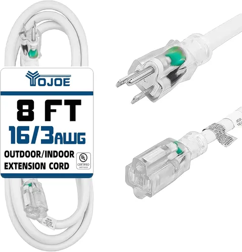 Vista 52 de YOJOE Cable de Extensión, Cable de Alimentación de 3 Clavijas 13A Resistente a la Intemperie, Cable de Extensión Marrón de Servicio Pesado Calibre