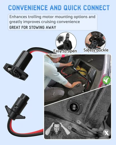 Vista 4 de Enchufe de motor de arrastre, enchufe y receptáculo de motor de arrastre de 12 V para Minn Kota, motor de arrastre impermeable de conexión rápida