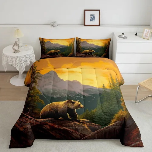 Vista 19 de Erosebridal Juego de edredón rústico de ciervos para niños, adolescentes y adultos, juego de ropa de cama tamaño individual con temática de caza