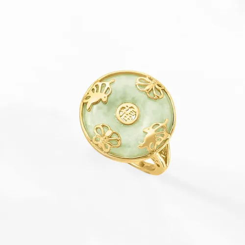 Vista 4 de Ross-Simons Anillo de mariposa de la buena fortuna en oro de 18 quilates sobre plata esterlina, Gema, Jade
