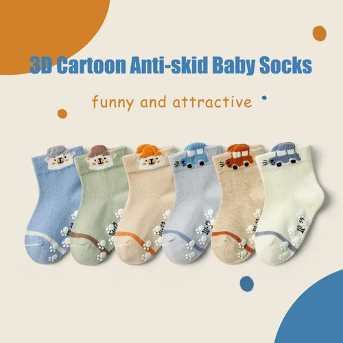 Vista 2 de Moon Tree Calcetines antideslizantes para bebés y niñas, calcetines de rodilla con puños para bebés, calcetines antideslizantes de algodón