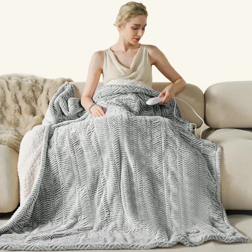 Vista 9 de Manta Eléctrica Térmica de 50" x 60" - Manta Térmica Eléctrica con 5 Niveles de Calefacción y 3 Horas de Apagado Automático, Lavable a Máquina