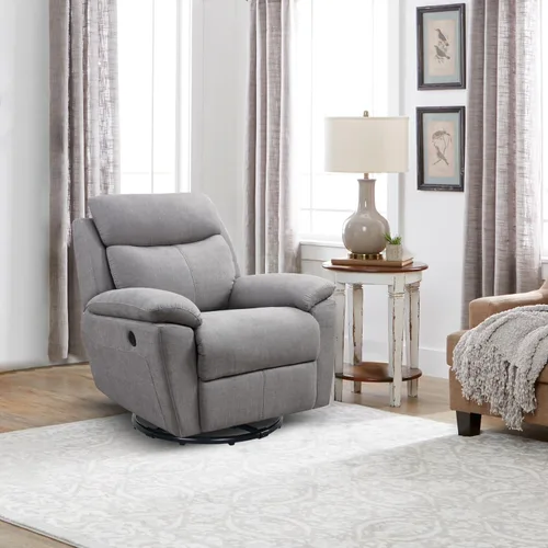 Vista 3 de Generic Silla reclinable giratoria con puerto de carga USB, color gris claro