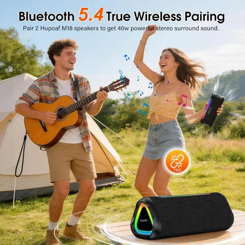 Vista 9 de Hupoaf Altavoz Bluetooth, nuevo altavoz inalámbrico portátil 2025 con sonido fuerte 6D