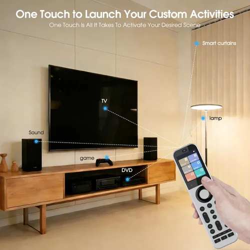 Vista 5 de SofaBaton Control remoto universal X2 con pantalla táctil y concentrador, control remoto inteligente todo en uno con base de carga y aplicación