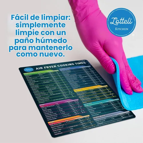 Vista 7 de Lotteli Kitchen Hoja de trucos magnética para freidora de aire, libro de Negro