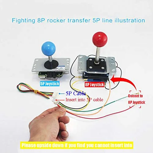 Vista 2 de Arcity Arcade Fighting Joystick Cable 8 Pins Transfer to 5 Pins Wires Parts USB Encoder Controller New