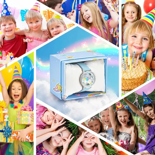 Vista 2 de Reloj de dibujos animados para niños, lindo unicornio impermeable, reloj de aprendizaje fácil de leer, para niños de 3 a 12 años, regalo para niños