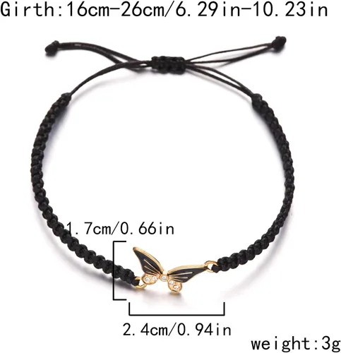 Vista 5 de Always Believe in Yourself - Pulsera de mariposa con dije de mariposa para mujer, pulsera elástica de cuentas de cristal de mariposa de la suerte