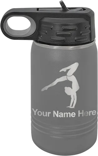 Vista 71 de LaserGram Botella de agua personalizada, soporte de mano de gimnasta, acero inoxidable de doble pared aislada al vacío con popote superior, regalo