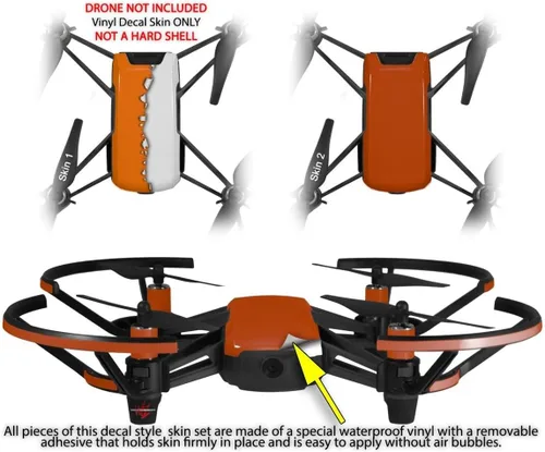 Vista 2 de Skin Wrap 2 Pack para DJI Ryze Tello Drone Ripped colores naranja blanco Drone No Incluidas
