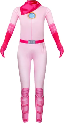 Vista 2 de Disfraz de princesa melocotón para niñas, disfraz de princesa melocotón de Super Brothers con accesorios para Halloween