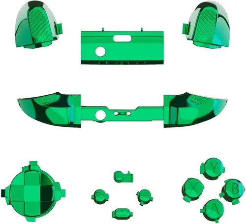 Vista 3 de eXtremeRate Botones de repuesto para controlador inalámbrico Xbox Core, verde cromado brillante personalizado LB RB LT RT parachoques Trigers Dpad