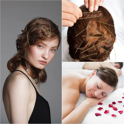 Vista 4 de Tbestmax 800 horquillas para el cabello, horquillas doradas de 2 pulgadas con caja para mujeres, mujeres, niñas, niños, agarre de pelo de onda