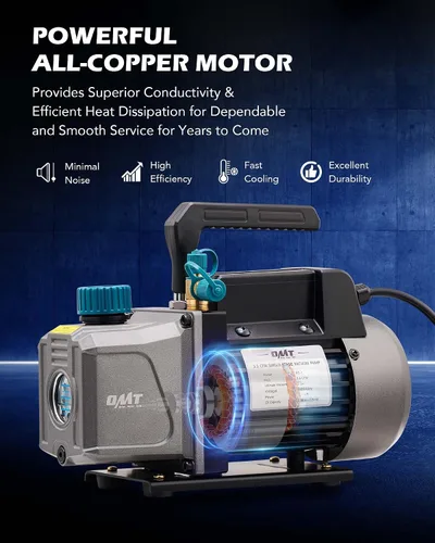 Vista 5 de Orion Motor Tech Juego de bomba de vacío y medidor de CA, kit de manómetro de bomba de vacío de 1/4 hp 3.5 cfm con 3 adaptadores de mangueras