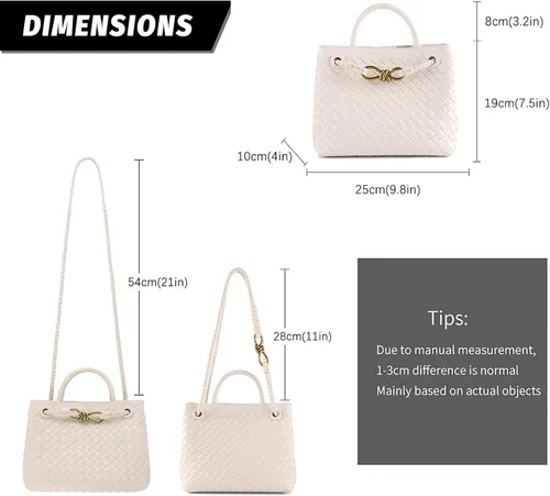 Vista 3 de Bolsa tejida para mujer, bolsa tejida con asa superior, bolsa de hombro tejida, bolsa cruzada