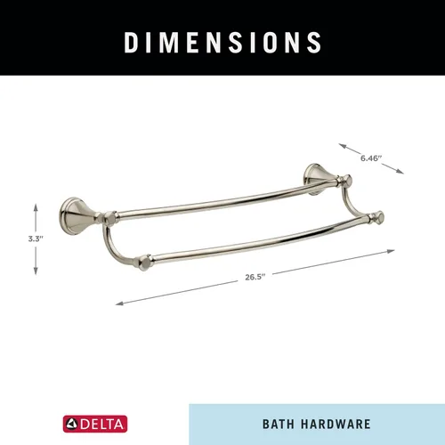 Vista 4 de Delta Faucet Cassidy Barra para toallas doble de 24 pulgadas, 79725-SS Inoxidable