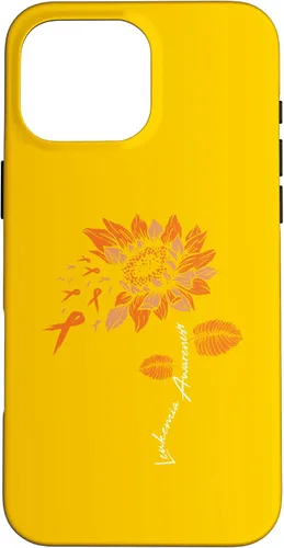 Vista 19 de iPhone 16 Leukemia Blood Cancer Awareness Orange Ribbon Sunflower Case