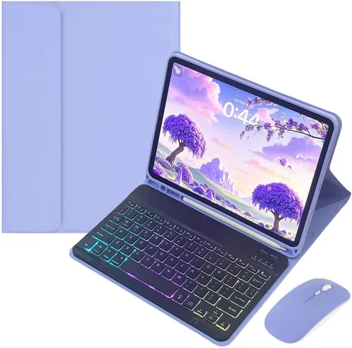 Vista 8 de Funda con teclado retroiluminado arcoíris para Galaxy Tab S6 Lite de 10.4 pulgadas con mouse y 7 colores RGB retroiluminación colorida teclado