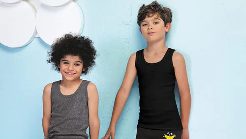 Vista 2 de Brix Camiseta sin mangas para niños, sin etiquetas, 100% algodón, súper suave, paquete de 4 novedades.